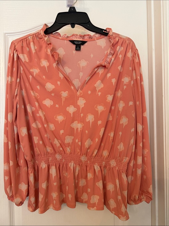Simply Vera Vera Wang Tops - Simply Vera Vera Wang Coral Blouse with Cream Floral Print